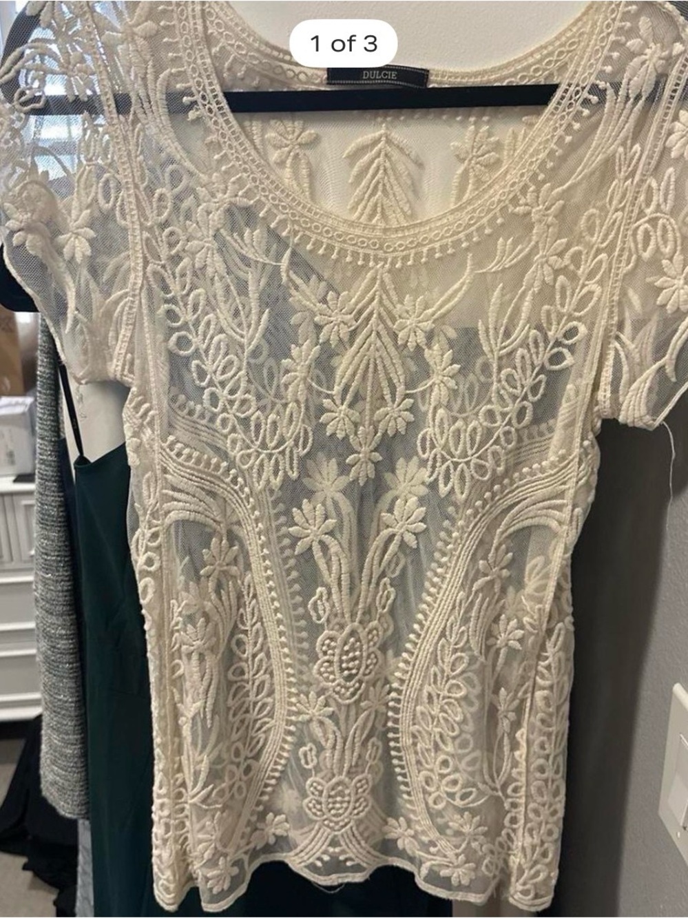 Dulcie Cream Embroidered Sheer Blouse